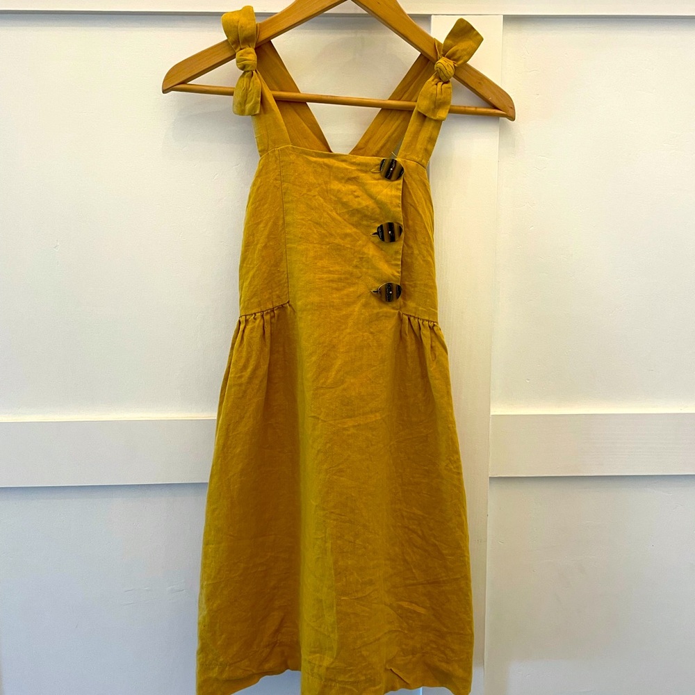 Zara Girls Collection Bow Shoulder Mustard Dress Size 10